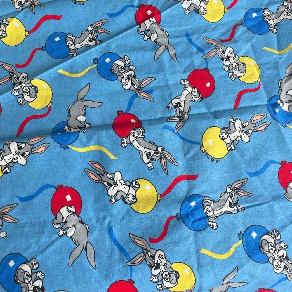 Vintage Lot of 90s Looney Tunes Fabric Sports Taz Daffy Bugs Colorful Crafts
